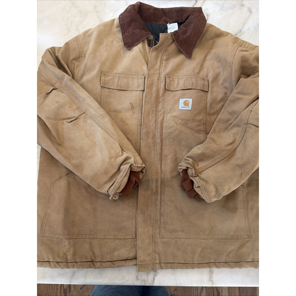Vintage Carhartt Arctic Traditional Coat Brown Duck Canvas Quilted 3XL Workwear